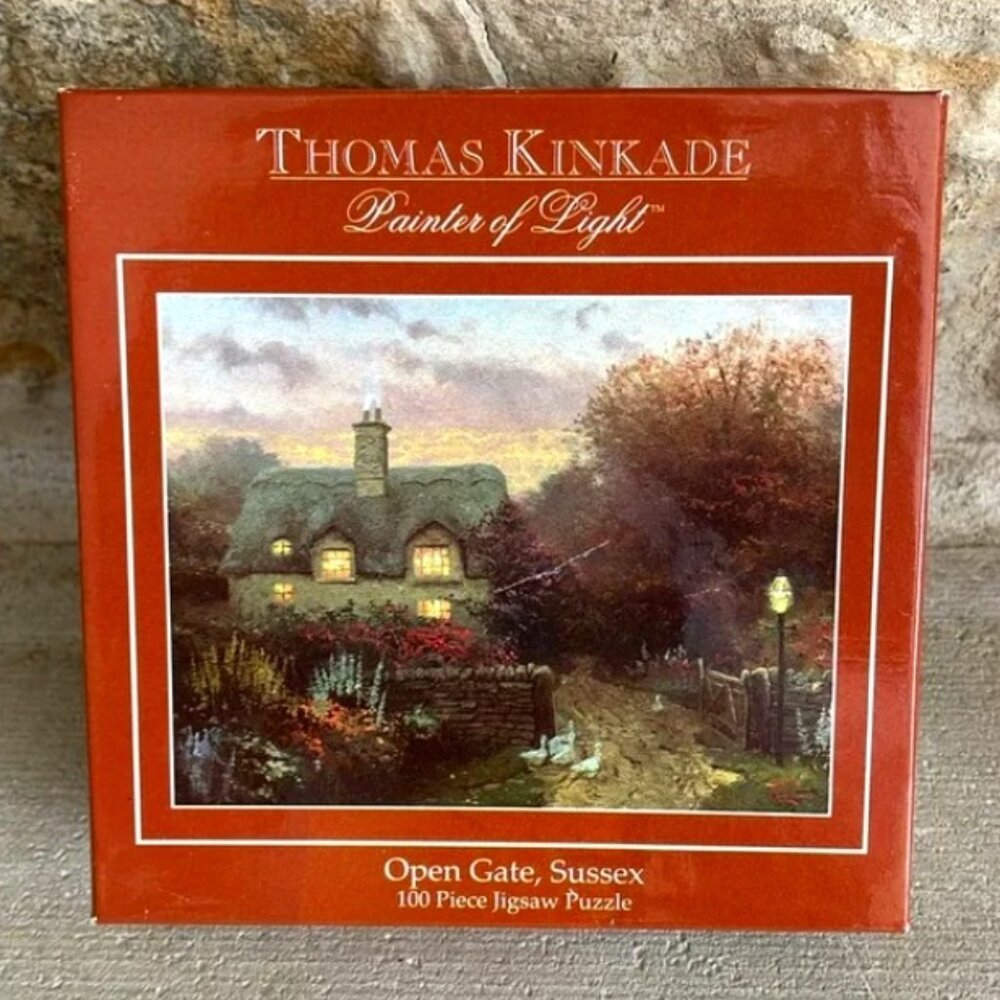 Thomas Kinkade 100 piece Miniature Jigsaw Puzzle Open Gate, Sussex Ceaco 2001